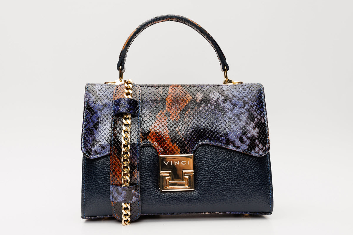 The Venezia Navy Blue Leather Handbag