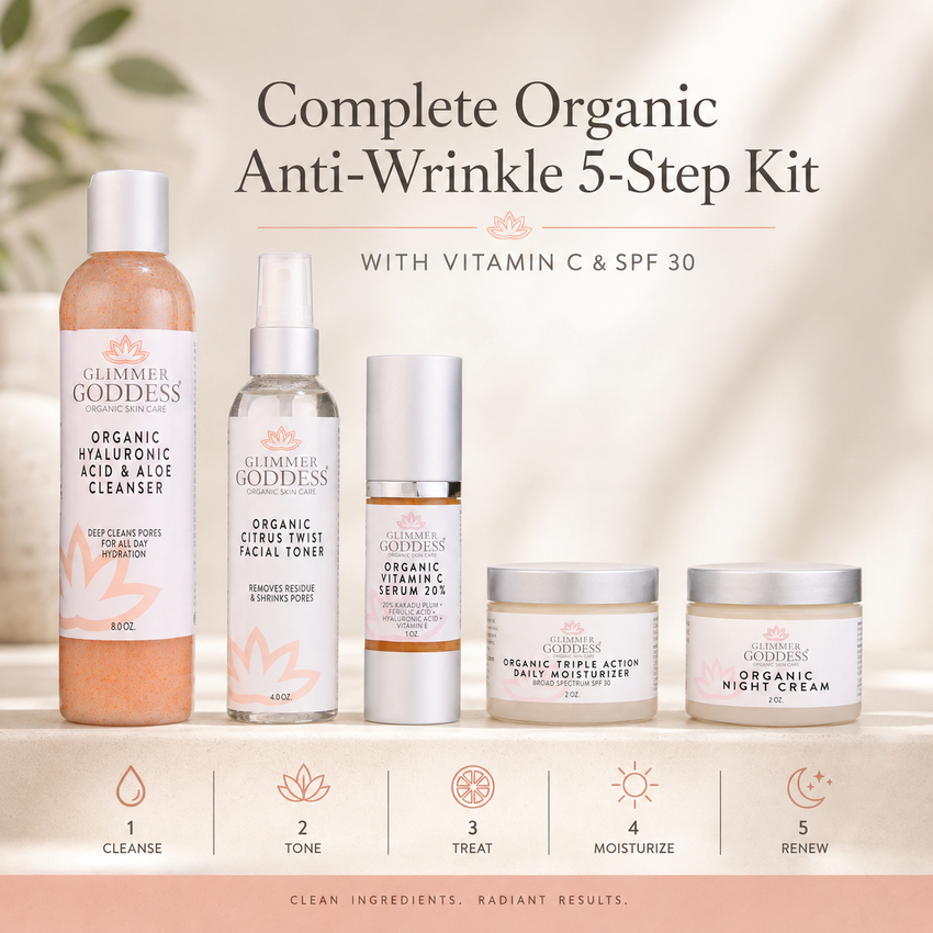 Complete Organic Anti-Wrinkle 5-Step Kit with Vitamin C & SPF 30 - Glamourous Grace