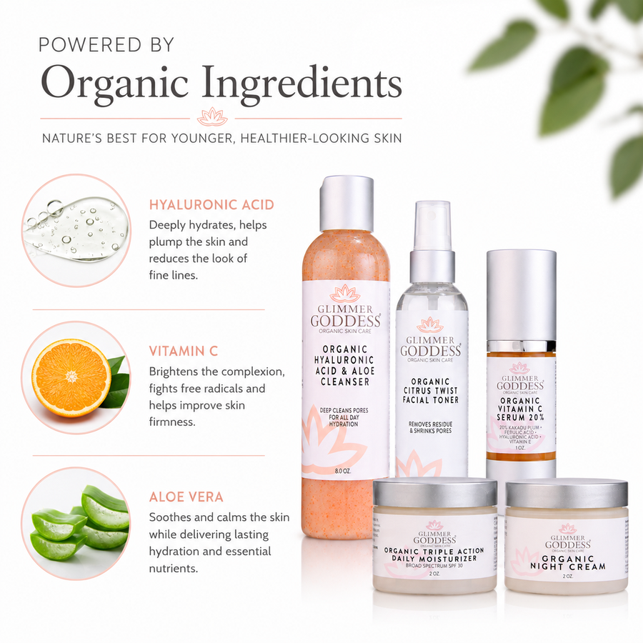 Complete Organic Anti-Wrinkle 5-Step Kit with Vitamin C & SPF 30 - Glamourous Grace