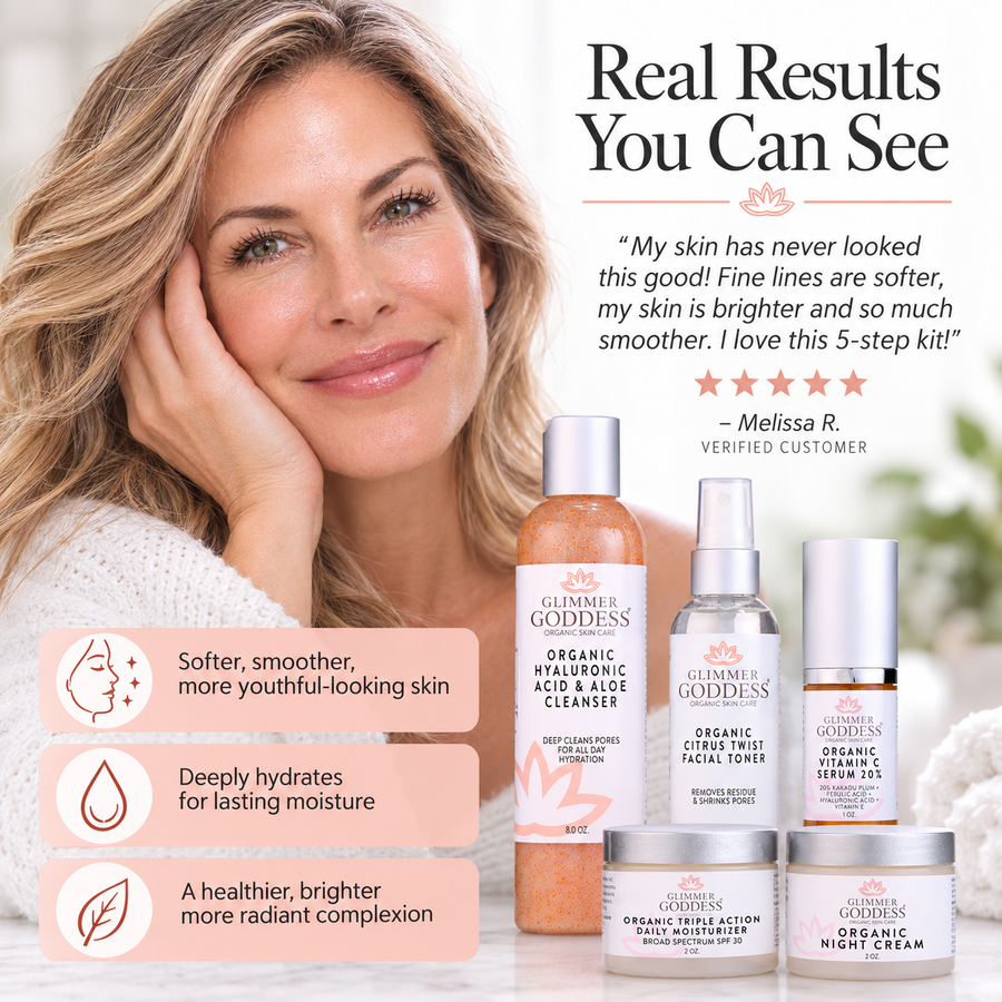 Complete Organic Anti-Wrinkle 5-Step Kit with Vitamin C & SPF 30 - Glamourous Grace