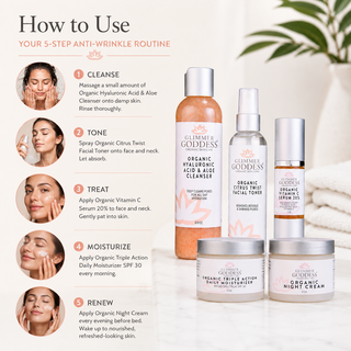 Complete Organic Anti-Wrinkle 5-Step Kit with Vitamin C & SPF 30 - Glamourous Grace