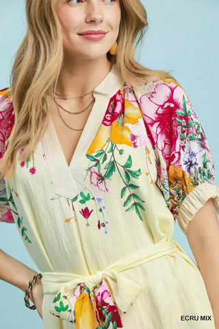 Umgee Mix Floral Border Print Midi Dress - Glamourous Grace