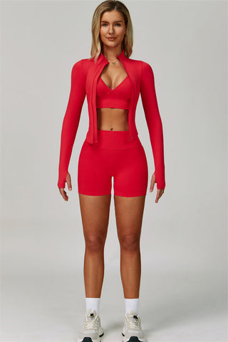 The Empower Jacket Sports Bra Shorts 3-Piece Set