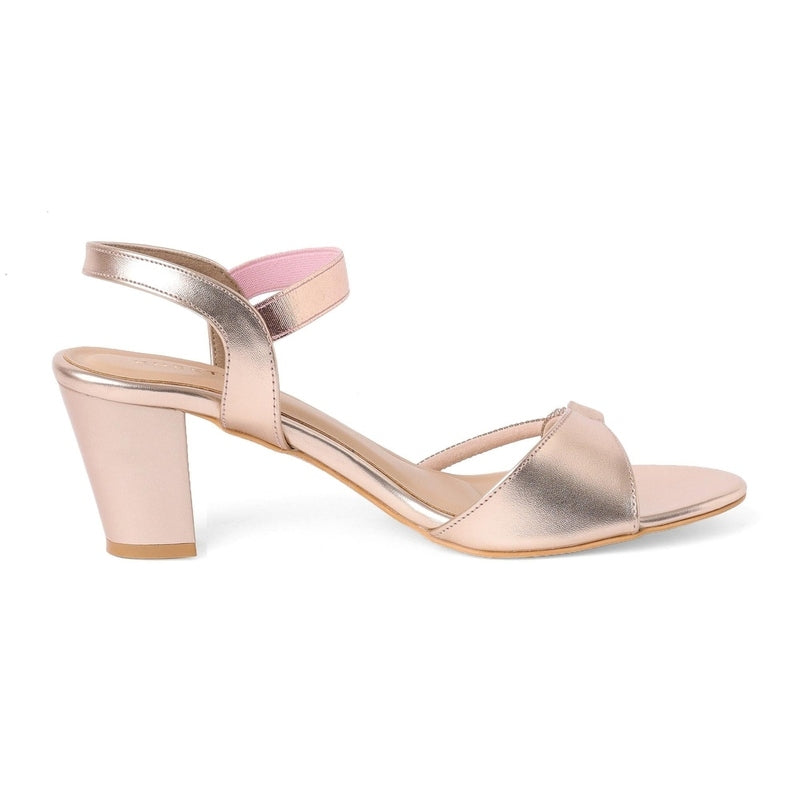 Dahlia - Rose Gold Block Heels - Glamourous Grace