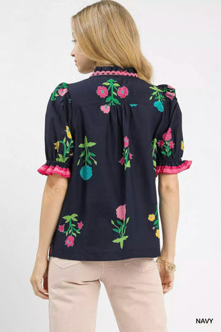 Umgee Petal Parade Print Button-Down Blouse - Glamourous Grace