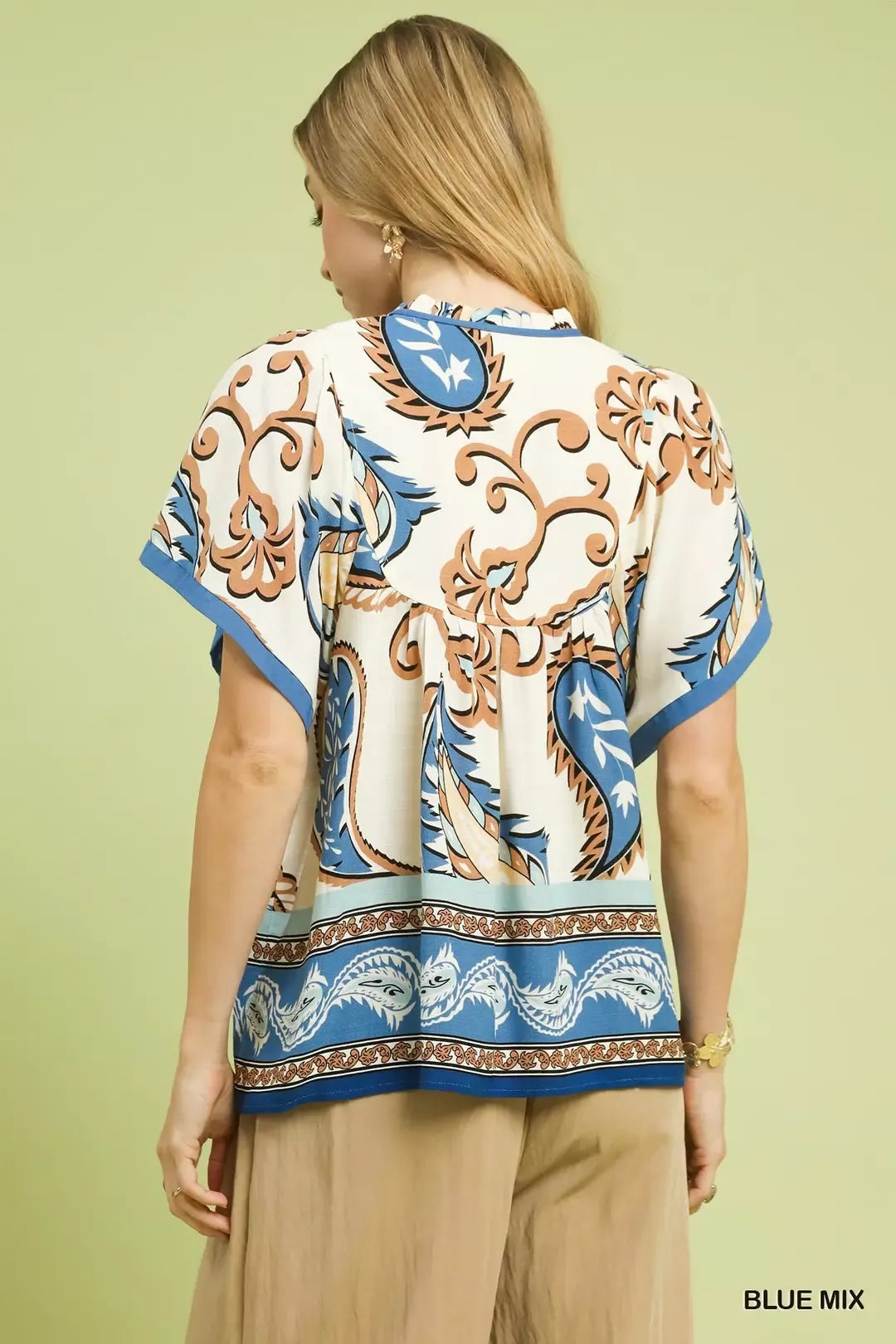 Umgee Mix Paisley Border Print Tassel Top - Glamourous Grace