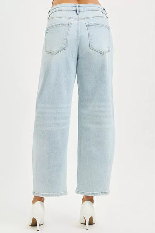 RISEN High Rise Crop Barrel Jeans