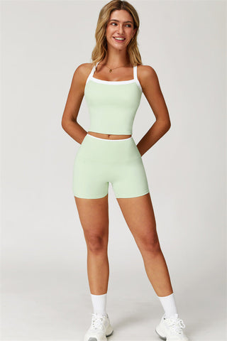 The Quest Cross Back Crop Top Shorts 2-Piece Set