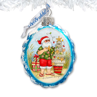 Santa with Christmas Tree Mercury Glass Ornaments by Susan Winget - Christmas Decor - 776039-SW
