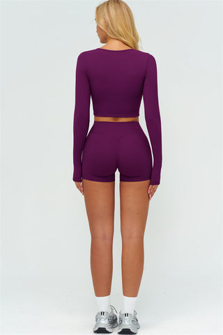 The Lushness Long Sleeve Crop top Shorts 2-Piece Set