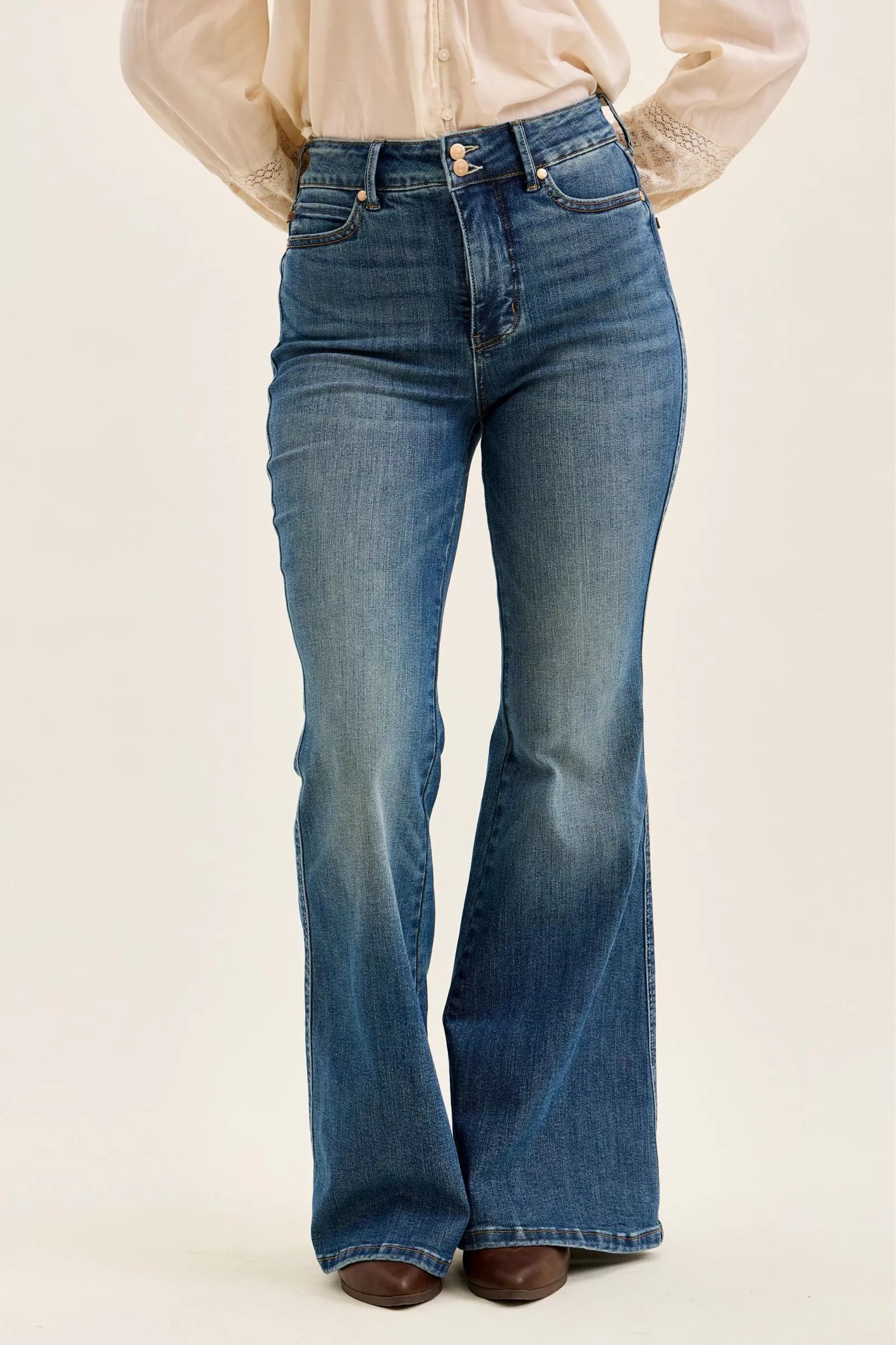 Judy Blue Double Button Tummy Control Flared Leg Jeans