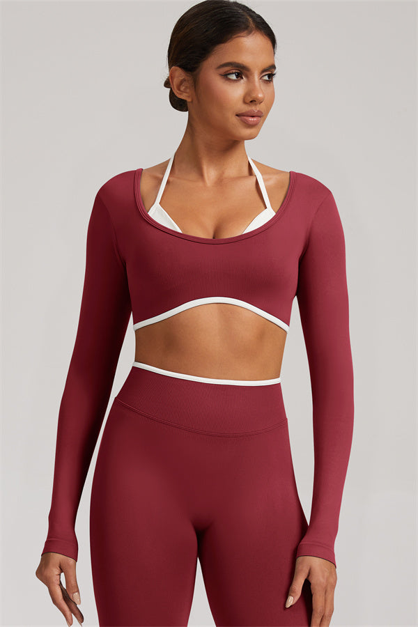The Elevate Long Sleeve Crop top Leggings 2-Piece Set - Glamourous Grace