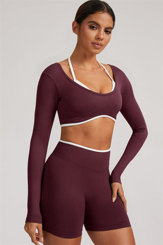 The Elevate Long Sleeve Crop top Shorts 2-Piece Set