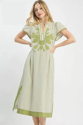 Umgee Stripe Midi Dress with Lace Trim - Glamourous Grace