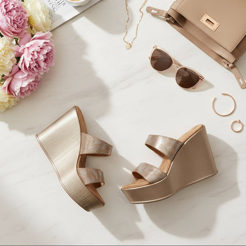 Zelda - Nude Brown Wedges - Glamourous Grace