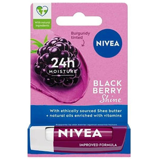Nivea Blackberry Shine Lip Care - Moisturizing Tinted Lip Balm with Hydra IQ - Glamourous Grace