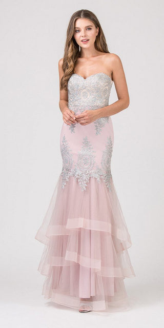 CLEARANCE - Eureka 6009 Strapless Embroidered Gown Layered Skirt (Size XL)
