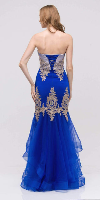 CLEARANCE - Eureka 6009 Strapless Embroidered Gown Layered Skirt (Size XL)
