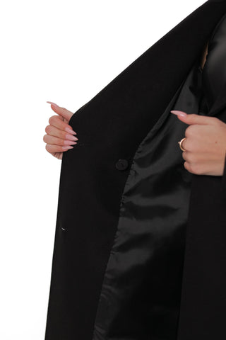 Vivian Tailored Cashmere Wool Coat in Black