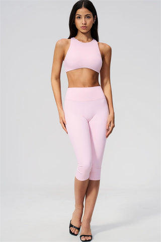 The Twirl Open Back Sports Bra Capri Leggings 2-Piece Set