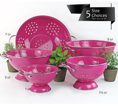 Powder Coated Colanders, Various Sizes, Magenta