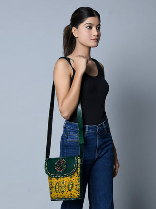 Vibrant Heritage Ajrakh Satchel - Glamourous Grace