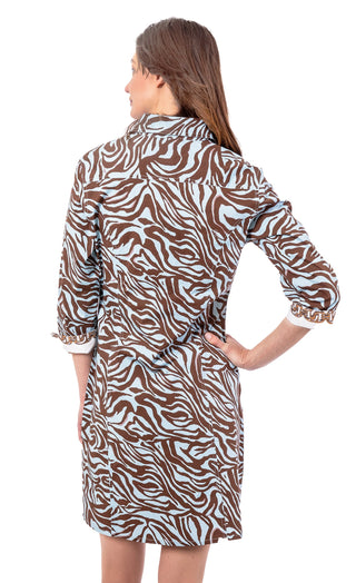 Sag Harbor Dress Turquoise Chocolate Tiger Print - Glamourous Grace