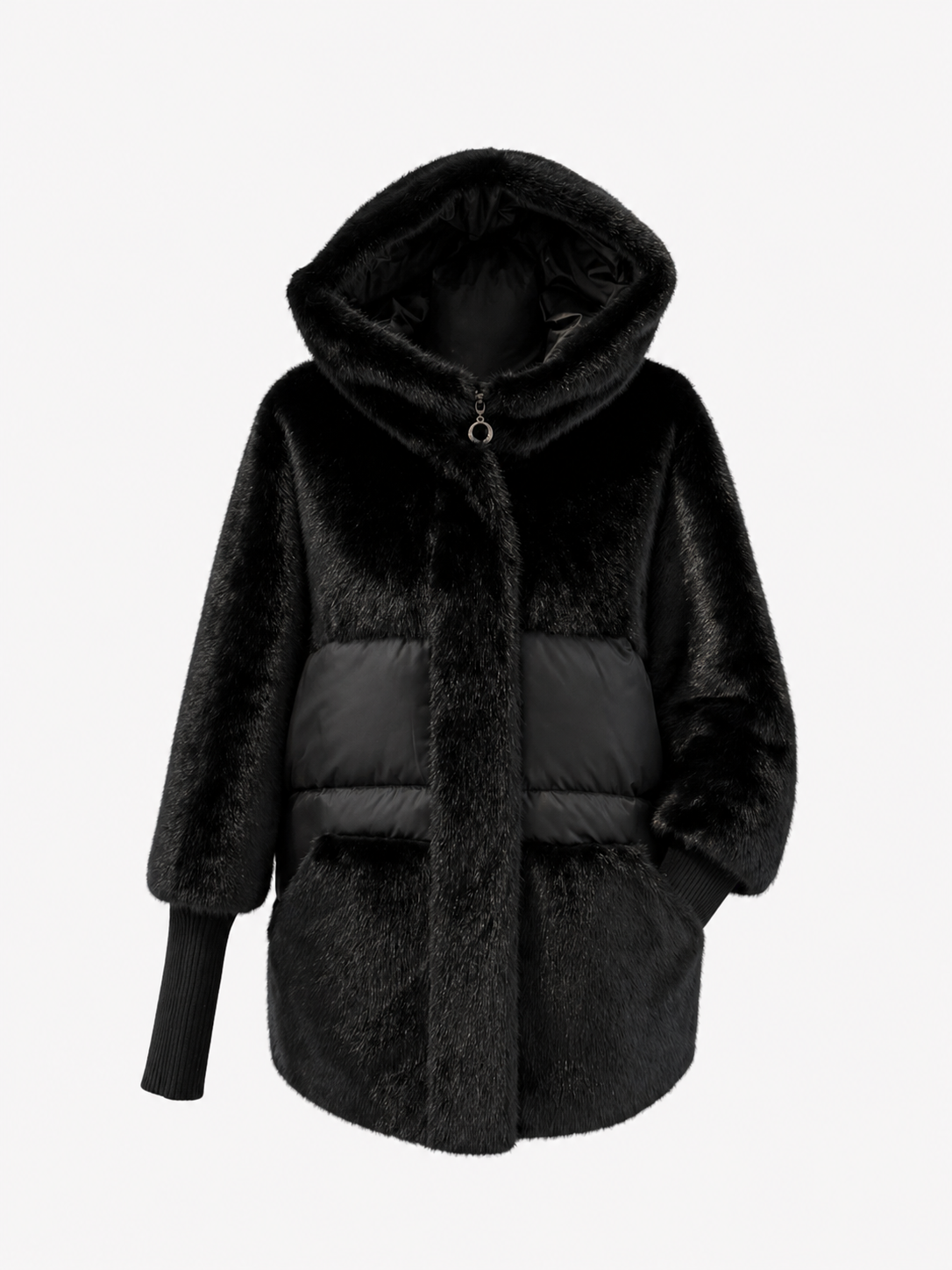 Claire Eco-Fur Bio-Down Fill Jacket in Black