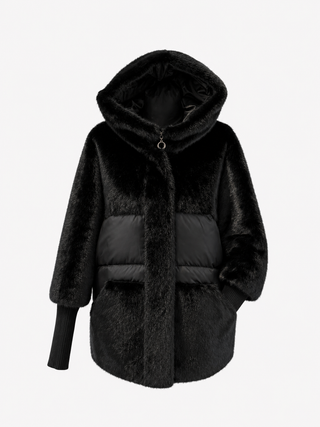 Claire Eco-Fur Bio-Down Fill Jacket in Black