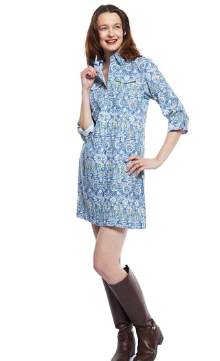 Sag Harbor Dress With Blue Kilim Print - Glamourous Grace
