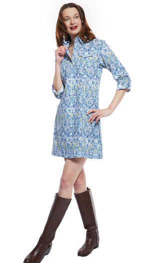 Sag Harbor Dress With Blue Kilim Print - Glamourous Grace
