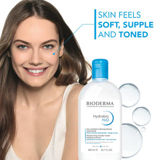 Bioderma Hydrabio H2O Micellar Water for Hydration and Makeup Removal, Fragrance-Free Skincare, 2x500ml - Glamourous Grace