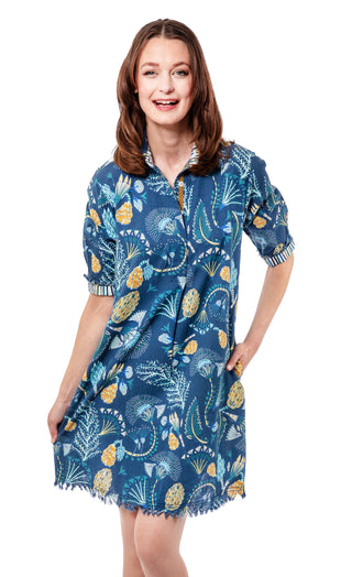 Chatham Dress Blue Underwater Print - Glamourous Grace
