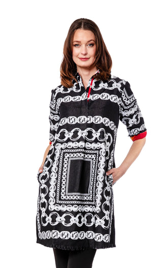 Chatham Black Denim with White Link Pattern - Glamourous Grace