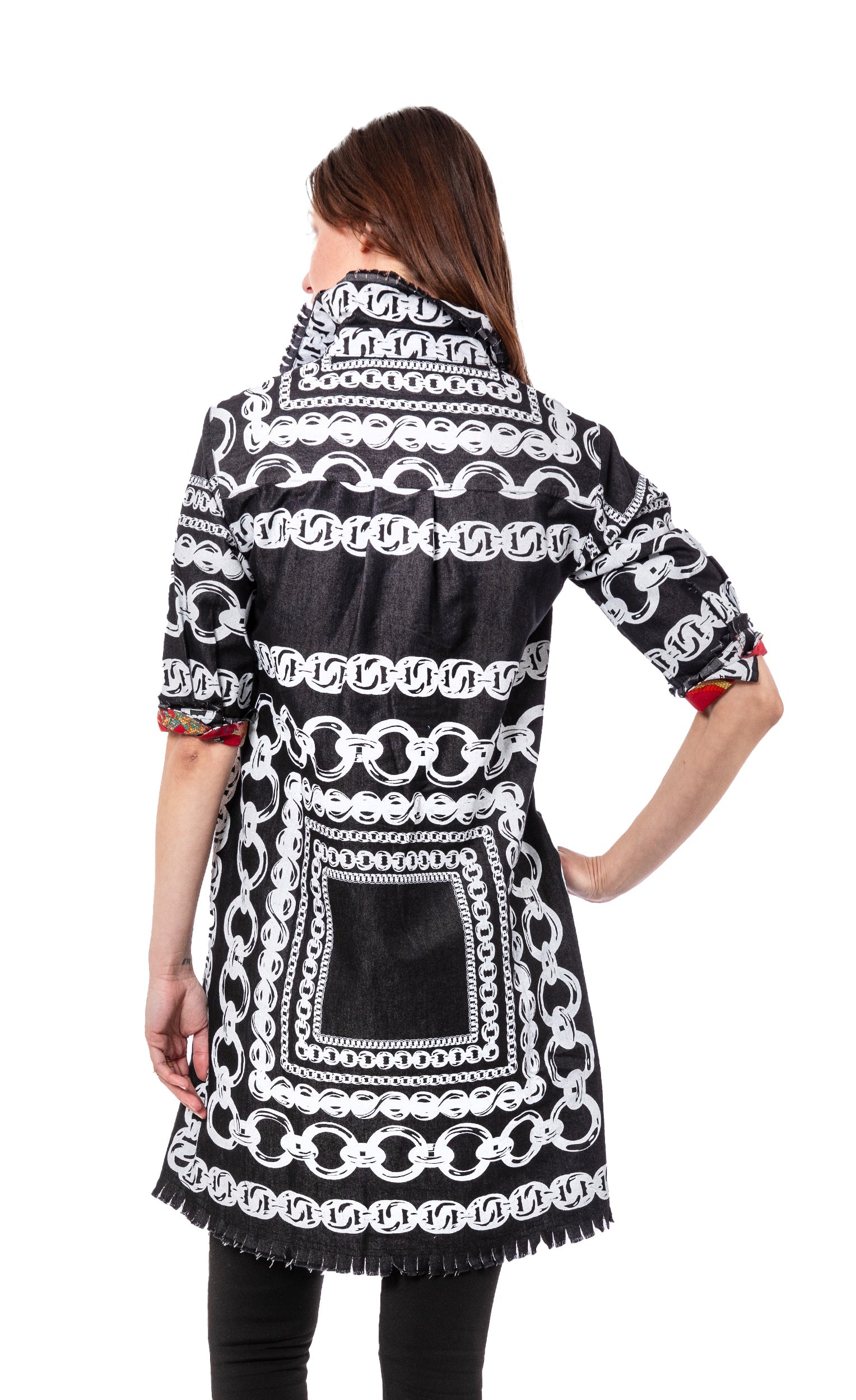 Chatham Black Denim with White Link Pattern - Glamourous Grace