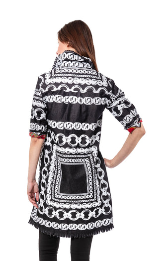 Chatham Black Denim with White Link Pattern - Glamourous Grace