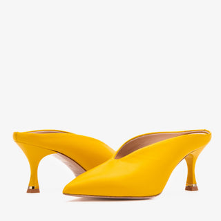 The Solara Yellow Leather Women Mule Heel - Glamourous Grace