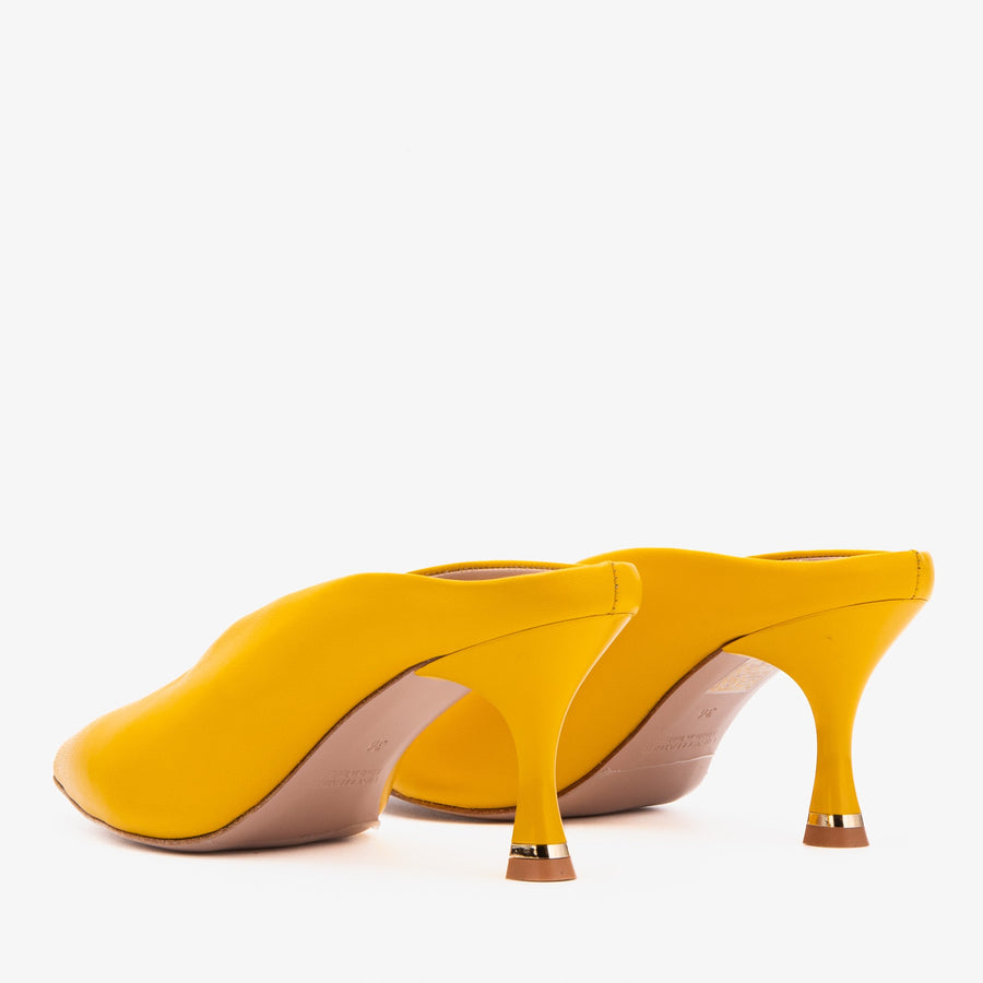 The Solara Yellow Leather Women Mule Heel - Glamourous Grace