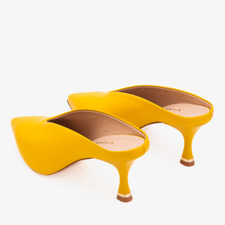The Solara Yellow Leather Women Mule Heel - Glamourous Grace