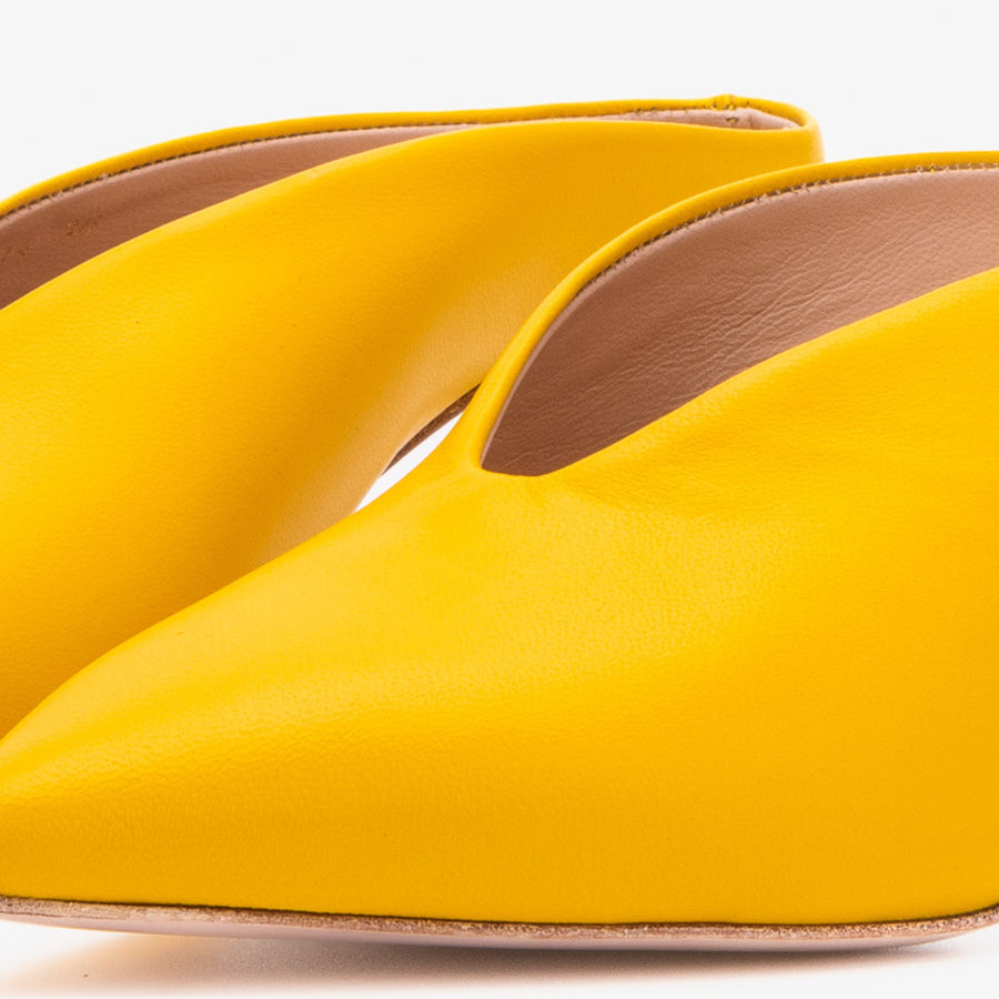 The Solara Yellow Leather Women Mule Heel - Glamourous Grace
