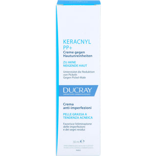 Ducray Keracnyl PP+ Soothing Cream for Acne-Prone Skin - 30ml, Reduces Imperfections & Spots
