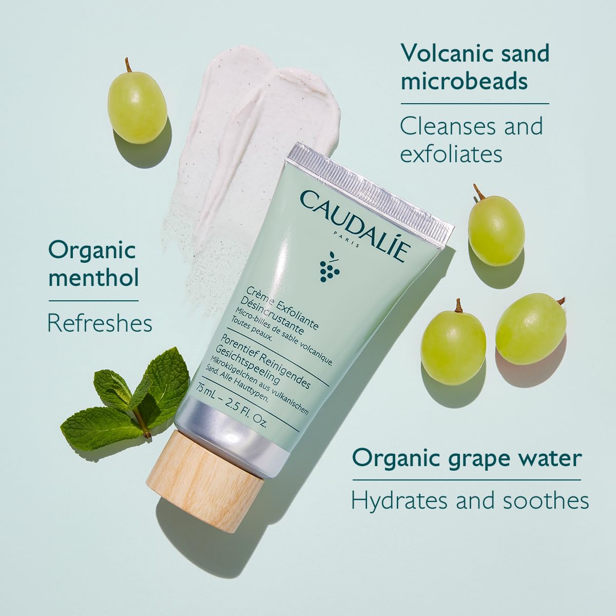Caudalie Deep Cleansing Exfoliating Cream 75ml - Gentle Exfoliation for Sensitive Skin - Glamourous Grace