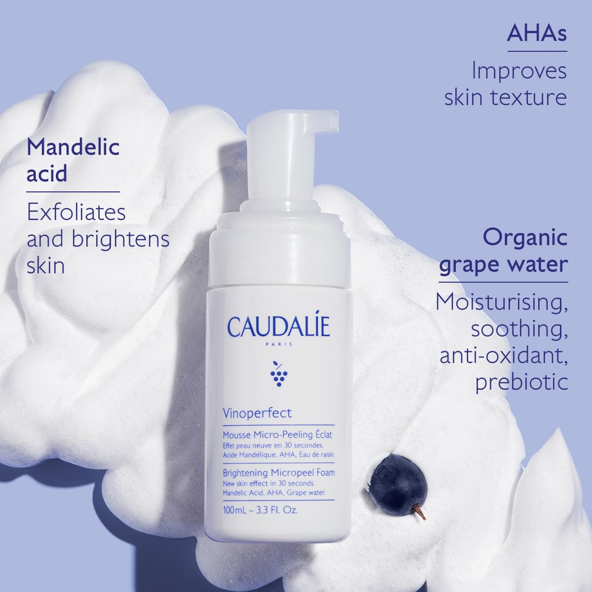 Caudalie Vinoperfect Illuminating Face Foam for Radiant Skin - 5.07 fl oz - Glamourous Grace