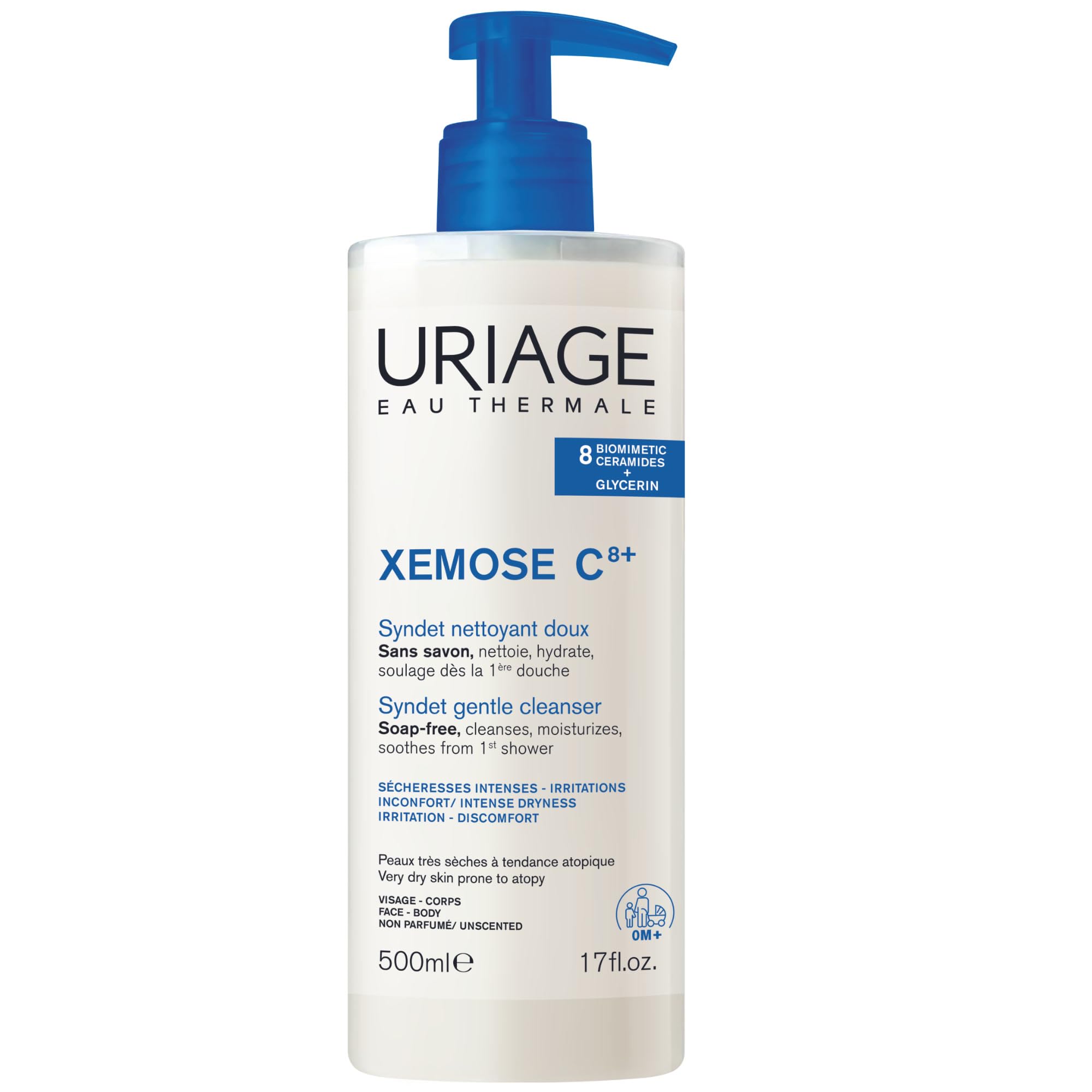 Uriage Xemose Gentle Cleansing Syndet 500ml - Soothing Cleansing Gel for Dry, Sensitive Skin - Fragrance-Free & Hypoallergenic - Glamourous Grace