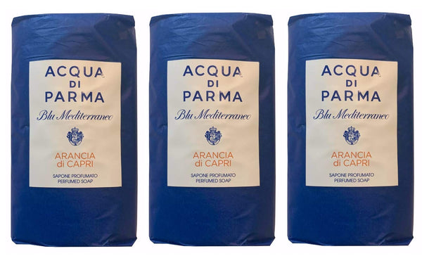 Acqua Di Parma Arancia Di Capri Blu Mediterraneo Wrapped Soaps 100 grams - Set of 3 - Glamourous Grace