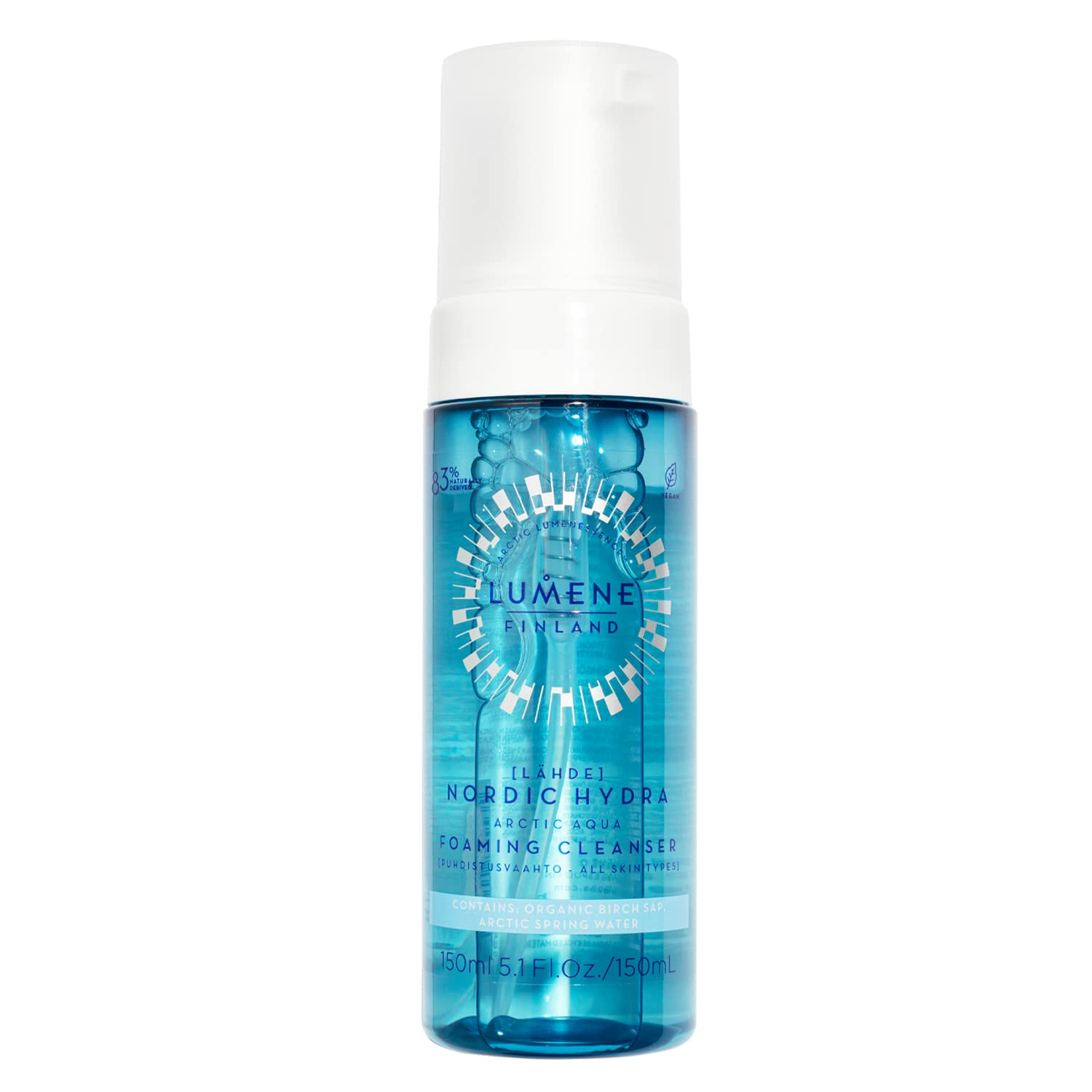 Lumene Nordic Hydra Arctic Agua Cleansing Foam - Gentle Facial Cleanser for All Skin Types with Arctic Spring Water - Glamourous Grace