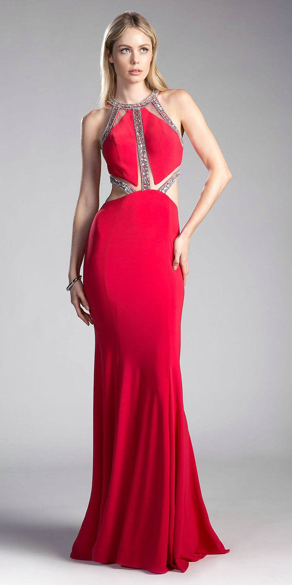 Cinderella Divine 62139 Beaded Cut Out Floor Length Dress - Glamourous Grace