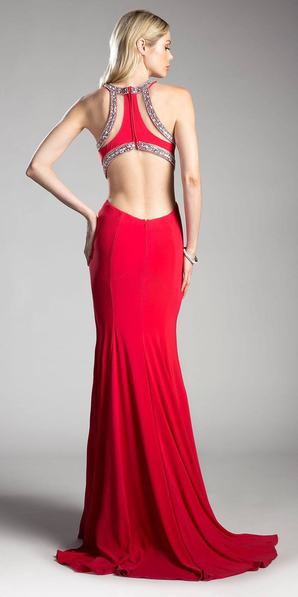 Cinderella Divine 62139 Beaded Cut Out Floor Length Dress - Glamourous Grace