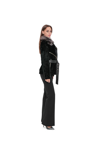 Bari Genuine Astrakhan Silver Fox Trim Coat