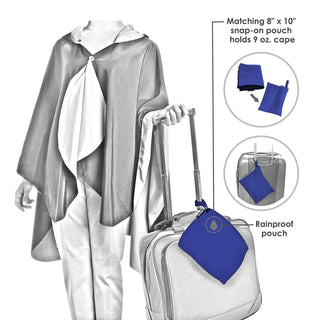 Kandinsky Squares with Concentric Circles Reversible Rain Cape Poncho – Lightweight Hooded Wrap for Women